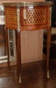 A Transitional-style parquetry inlaid serpentine front side table W.50cm