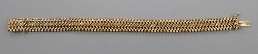 A Dutch 14ct yellow gold fancy link bracelet (pre-1953), weight approx 10.5g