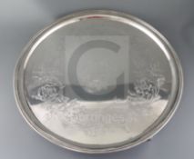 A George III silver salver of large proportions, John Crouch I & Thomas Hannam, London 1787, later