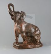 Thomas Francois Cartier (French, 1879-1943). A bronzed terracotta model of an elephant standing with