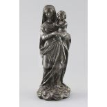 An early 19th century Italian bronze group of the Madonna and child, standing on a cloud base, H.