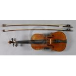 A violin by Julius Heinrich Zimmermann, early 20th century, the two piece back with medium curl with