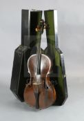 An 18th century cello, labelled 'Jacobus Stainer in absam prope oe nipontum 1660', in a W. E. Hill &