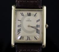 A gentleman's early 1970's 18ct gold Omega manual wind dress wrist watch, with rectangular Roman