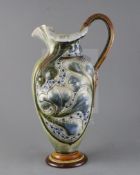 Mark V Marshall for Doulton Lambeth, a large organic-form jug with grotesque mask handle, c.1895,