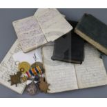 The WWI War diaries of Sapper H J Matthews, 23669, Royal Engineers, who died, reported "killed in
