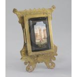 G. Roccheggiani of Roma. A 19th century ormolu and micro mosaic easel photograph frame, inlaid