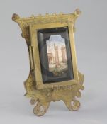 G. Roccheggiani of Roma. A 19th century ormolu and micro mosaic easel photograph frame, inlaid