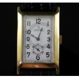 A gentleman's stylish late 1920's 18ct gold Election Grand Prix manual wind wrist watch, the