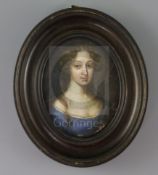 18th century English Schooloil on wooden panelMiniature portrait of Sarah Churchill, Duchess of