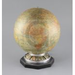 A Jaeger le Coultre electric revolving globe timepiece, with J Forest terrestrial globe over a