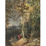 Attributed to Jean-Baptiste-Camille Corot (1796-1875)oil on mahogany panelSketch for Cavalier dans