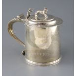 Clothworkers Company Interest: A 17th century style George VI silver lidded tankard, the