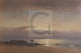 David West (1868-1936)watercolourFishing boat off the coast at sunsetsigned19.25 x 29in.