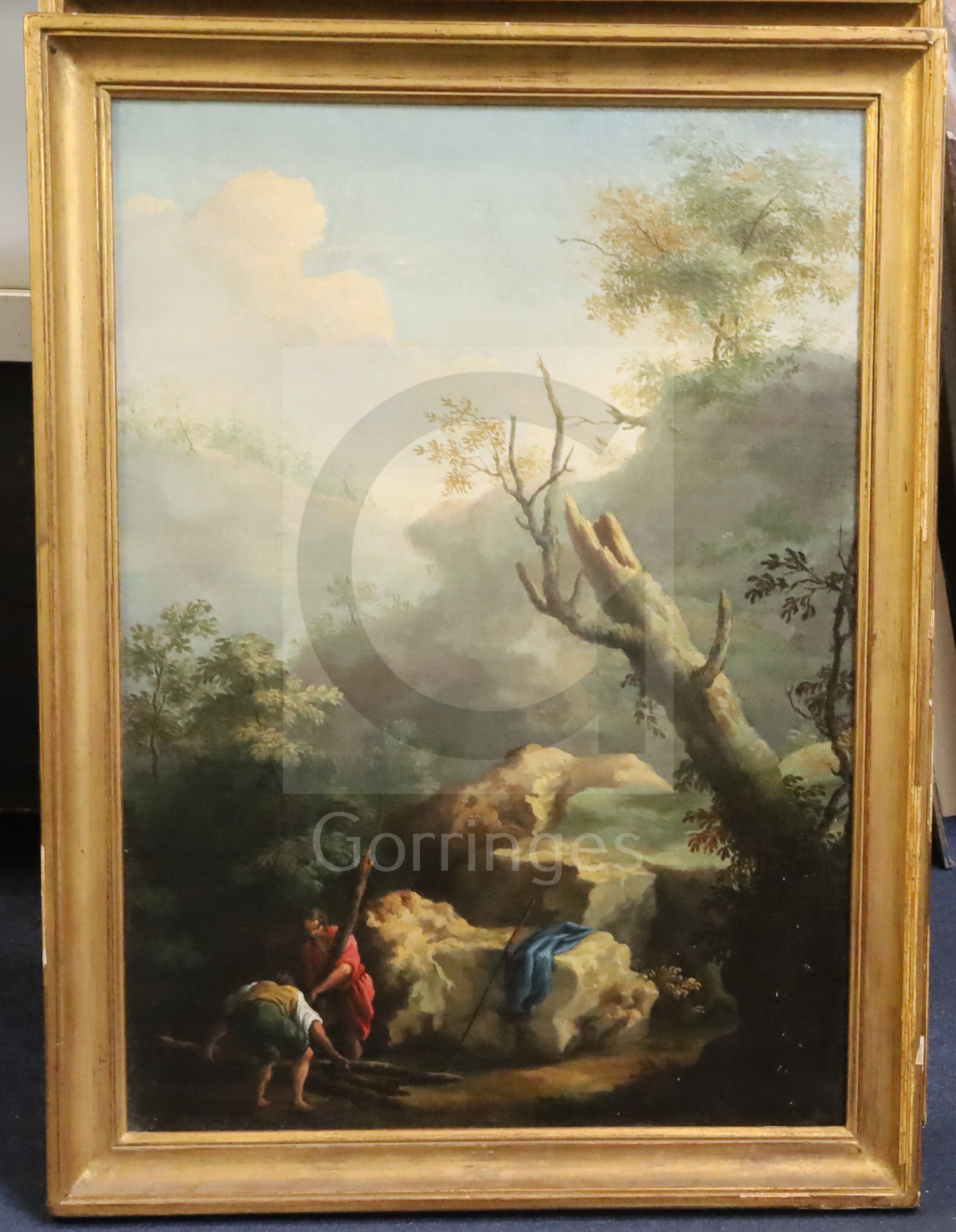 18th century Neapolitan Schoolpair of oils on canvasIdyllic mountain landscapes21.5 x 15.25in. - Image 2 of 6