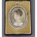 English School c.1800oil on ivoryMiniature portrait of Charlotte Ross, daughter of Sir James