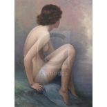 Jean Jannell (b.1894)oil on canvasSeated nude on the shoresigned23.5 x 17.5in.