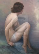 Jean Jannell (b.1894)oil on canvasSeated nude on the shoresigned23.5 x 17.5in.