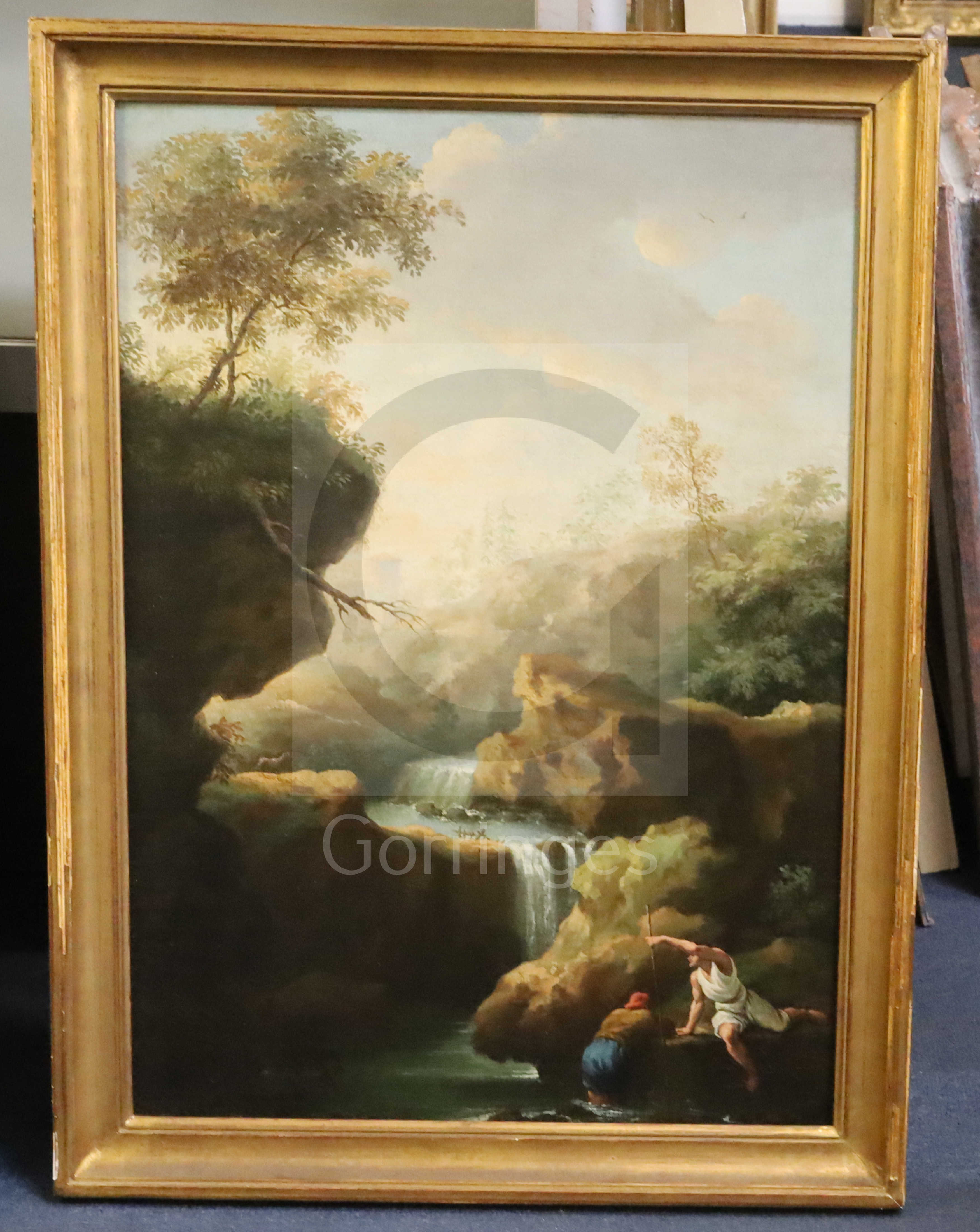 18th century Neapolitan Schoolpair of oils on canvasIdyllic mountain landscapes21.5 x 15.25in. - Image 5 of 6