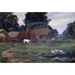 Edward W. WaiteEdward Wilkins Waite (1854-1924)oil on canvas'By The Stockyard'signed17.25 x 23.