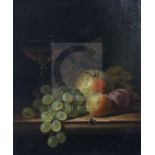 Henry George Todd (1847-1898)pair oils on canvasStill life of fruit and a wine glass upon a