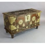 A brass mounted hardwood Zanzibar chest, with base drawer, 3ft 6in.