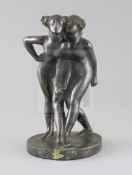 After Pierre-Auguste Renoir. A French lost wax bronze group of embracing maidens bears signature,