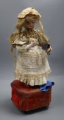 A Roullet et Decamps 'lady with powder puff and mirror' automaton with a closed mouth Jumeau head,