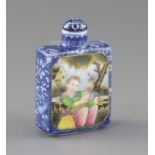 A Chinese enamelled porcelain rectangular snuff bottle, Daoguang mark possibly Republic period,