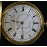 An Edwardian 18ct gold half hunter chronograph? pocket watch by Edwards & Brookes, Macclesfield,