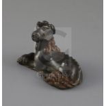 A Chinese bronze 'mythical beast' scroll weight, 17th / 18th century, the mythical beast with head