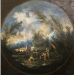 Follower of Alessandro Magnasco (1667-1749)pair of oils on canvasFigures in stormy landscapespainted