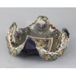 Frank A Butler for Doulton Lambeth, a rare quatrefoil fruit dish, c.1895, the centre moulded with