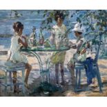 § Attributed to Dorothea Sharp (1874-1955)oil on canvasChildren beside a cafe table19.25 x 23.25in.