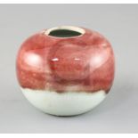 A Chinese copper red and white glazed globular water pot, 18th / 19th century, the mottled copper
