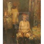 Ken Moroney (b.1949)oil on boardDressing room scenesigned17.5 x 15.25in., unframed