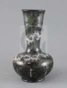 George Tinworth for Doulton Lambeth, a Persian shape bottle vase, dated 1880, decorated with