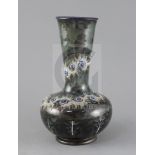 George Tinworth for Doulton Lambeth, a Persian shape bottle vase, dated 1880, decorated with