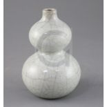 A Chinese crackle glaze double gourd vase, Qianlong seal mark but later, H.13.5cm