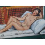 Francois Marius De Buzon (1879-1958)oil on canvasReclining female nudesigned19 x 25.5in.