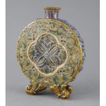 Eliza Simmance for Doulton Lambeth, an unusual moonflask, probably dated 1879, incised with a