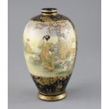 A Japanese Satsuma pottery ovoid vase, by Kozan, Meiji period, finely painted with bijin in a