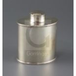 A George III silver oval tea caddy, by Soloman Hougham, with reeded border and cover, London,