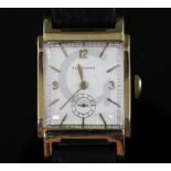 A gentleman's stylish 1930's? 14k gold Longines manual wind wrist watch, with raised lugs and