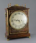 Jackson and Son of Bristol. A Regency brass mounted rosewood bracket clock, with painted Roman