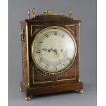 Jackson and Son of Bristol. A Regency brass mounted rosewood bracket clock, with painted Roman