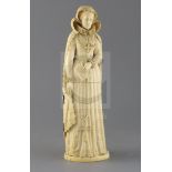 A 19th century Dieppe ivory 'triptych' model of Mary Queen of Scots, her skirt opening to reveal a