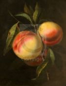 J.P. 1886oil on panelStill life of peachesinitialled and dated9.5 x 7.5in.