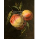 J.P. 1886oil on panelStill life of peachesinitialled and dated9.5 x 7.5in.