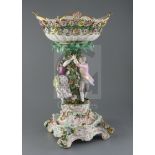 An impressive Meissen porcelain figural centrepiece bowl, late 19th century, the flower encrusted